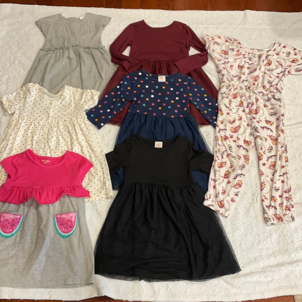 Bundle of toddler girl size 4T dresses & jumpsuit
